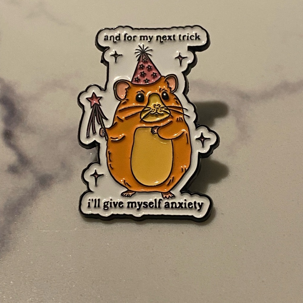 Cute Hamster Enamel Pin - Orange and White